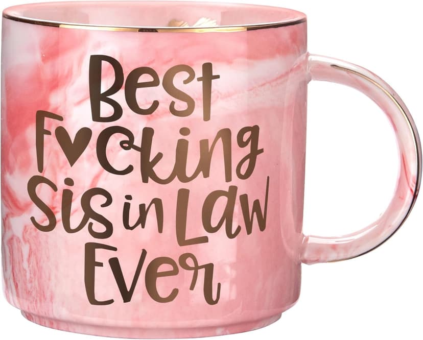 Hendson Sister In Law Gifts - Best Sis In Law Ever - Funny Sister In-Law Chirstmas Birthday Gift, Engagement, Wedding Gift, New To Be - Pink Mug, 11.5oz Coffee Cup