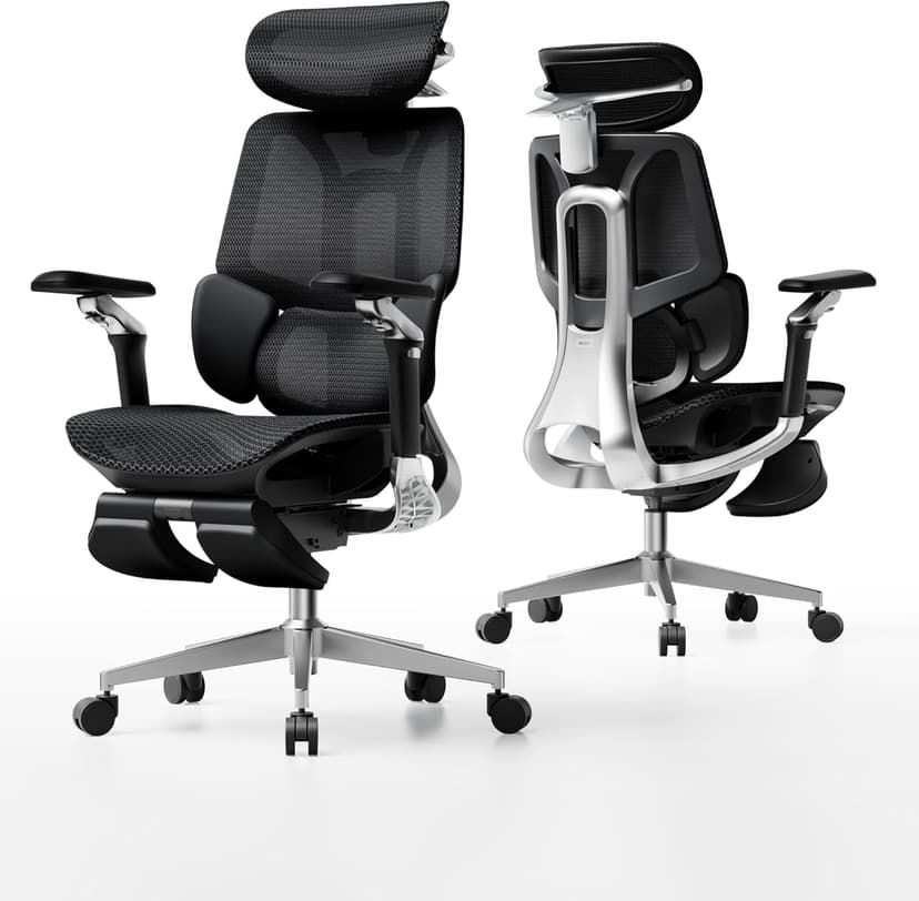 Hbada E3 Pro 2026 Edition Ergonomic Office Chair, Mesh Desk Chair with 3-Zone Floating Lumbar Support, Upgraded 4D Headrest, 720° Armrests, Black with Footrest
