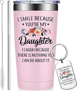 Mothers Day, Christmas, Birthday Valentine's Day Gifts for daughter Adult - I Smile Because You Are My Daughter Grifarny Daughter Gifts from Mom, Dad - to My Daughter Tumbler Cup 20oz