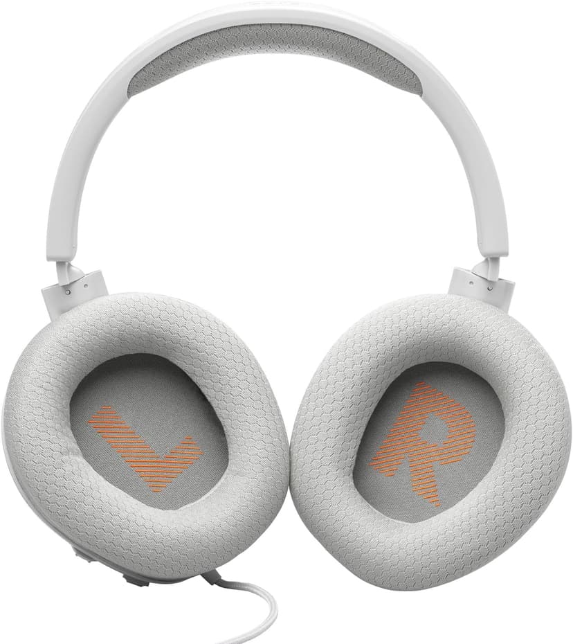 JBL Quantum 100M2 - Wired Over-Ear Gaming Headset with omnidirectional, Detachable mic with Mute Option and Fabric-Covered Memory Foam Ear Cushions, Compatible with All Platforms (White)