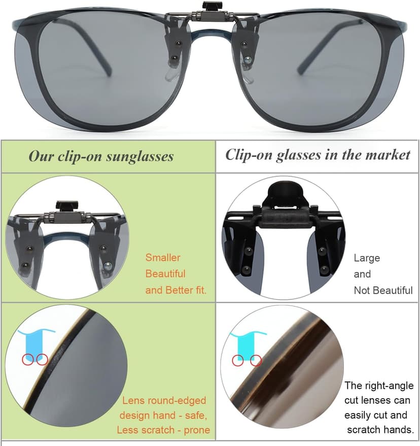MONICE Fishing Clip on Flip up Polarized Sunglasses Fit Over Prescription Glasses Driving UV Protection Gift Men Women