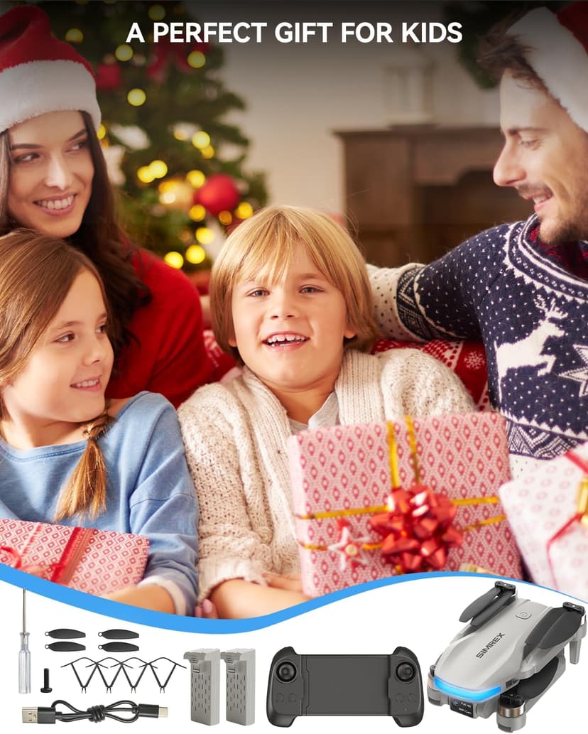 SIMREX 4K FPV Drone with Brushless Motor for Beginners & Teens — 40-Min Flight, Optical Flow Positioning, Gesture Control & VR Mode, Foldable Camera Drone Gift for Kids Ages 8+(Gray)