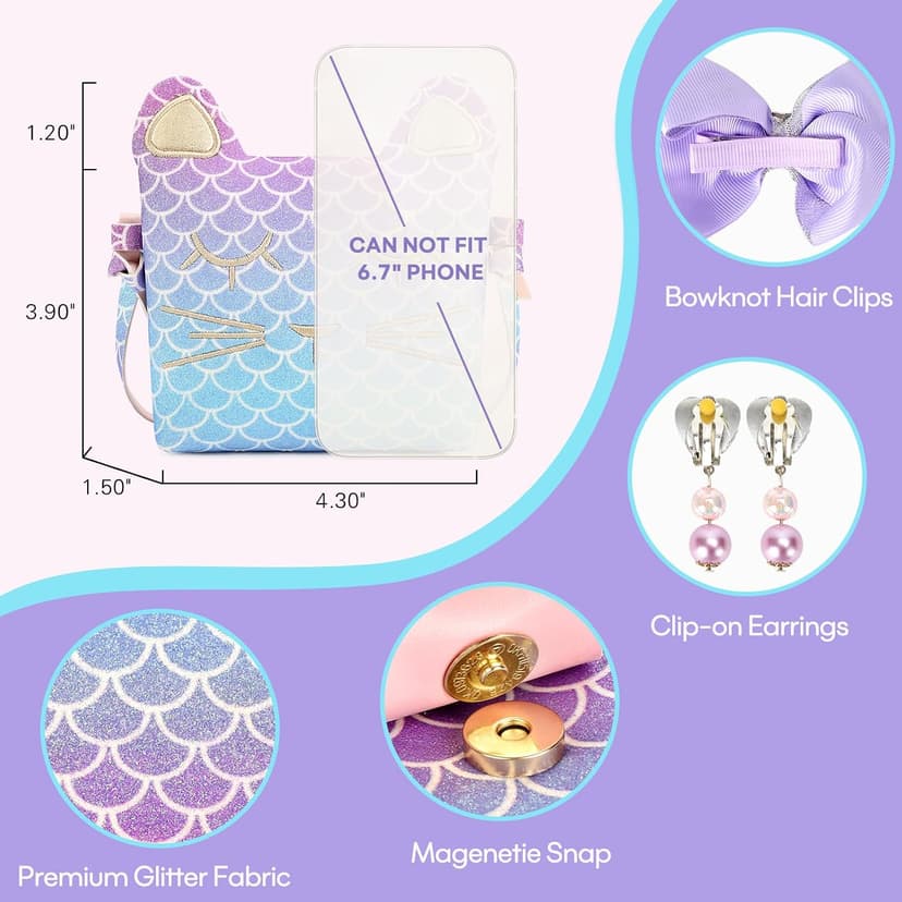 mibasies Purse for Little Girls Dress Up Jewelry Pretend Play Kids Accessories Mermaid Gifts B088M291YT