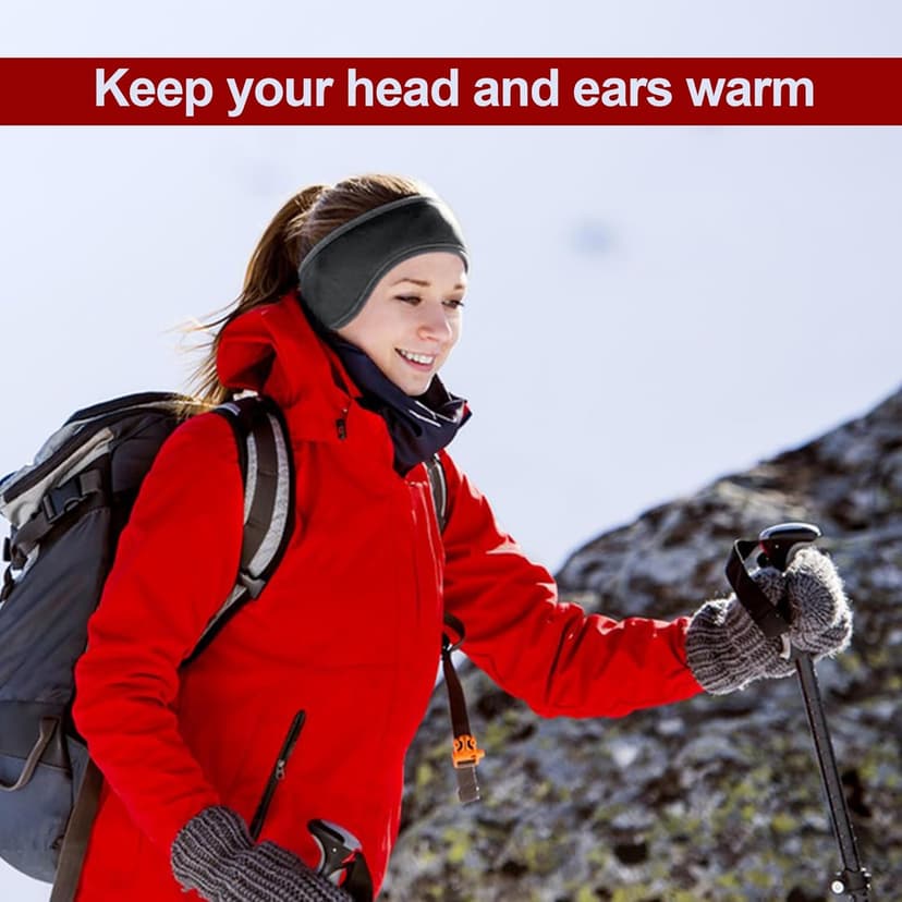 Medsuo 2 PCS Fleece Ear Warmers for Men Women, Soft Earmuffs Comfortable Winter Headband Ear Muffs Warm Ear Covers for Cold Weather Running Cycling Ski (Black)
