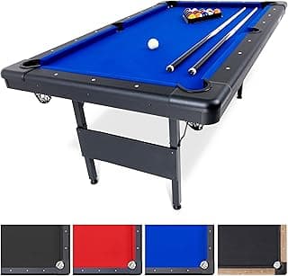 GoSports 6, 7, or 8 ft Billiards Tables - No Assembly, Choose Your Color - Portable Pool Table Includes Full Set of Balls, 2 Cue Sticks, Chalk and Felt Brush
