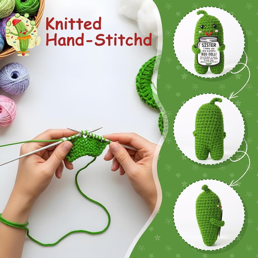 Sister in Law Gifts Birthday Gifts Card for Sister Adult Best Funny Sister Ever Gifts Secret Sister Wedding Gift Big Little Sister Birthday Gifts from Sister Handmade Crochet Pickle B0DKJVZJCB