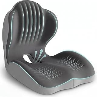 Ergonomic Office Chair Seat Cushion, L-Shaped Memory Foam Coccyx Cushion for Tailbone Pain Relief, Orthopedic Car Seat Cushion with Lumbar Support & Cutout Hollow for Sciatica & Back Pain (Grey