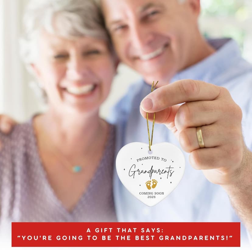 Grandparents Gifts - First Time Grandparents Gifts for Grandma, Grandpa - Baby Pregnancy Announcement Ornament for New Grandma - Grandpa to Be Ornaments 2026 - Ceramic Hanging Ornament