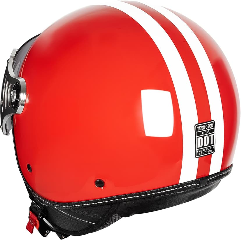 Yesmotor 3/4 Motorcycle Helmets Retro Open Face Vespa Scooters Helmet with Clear Visor for Men and Women- DOT Approved