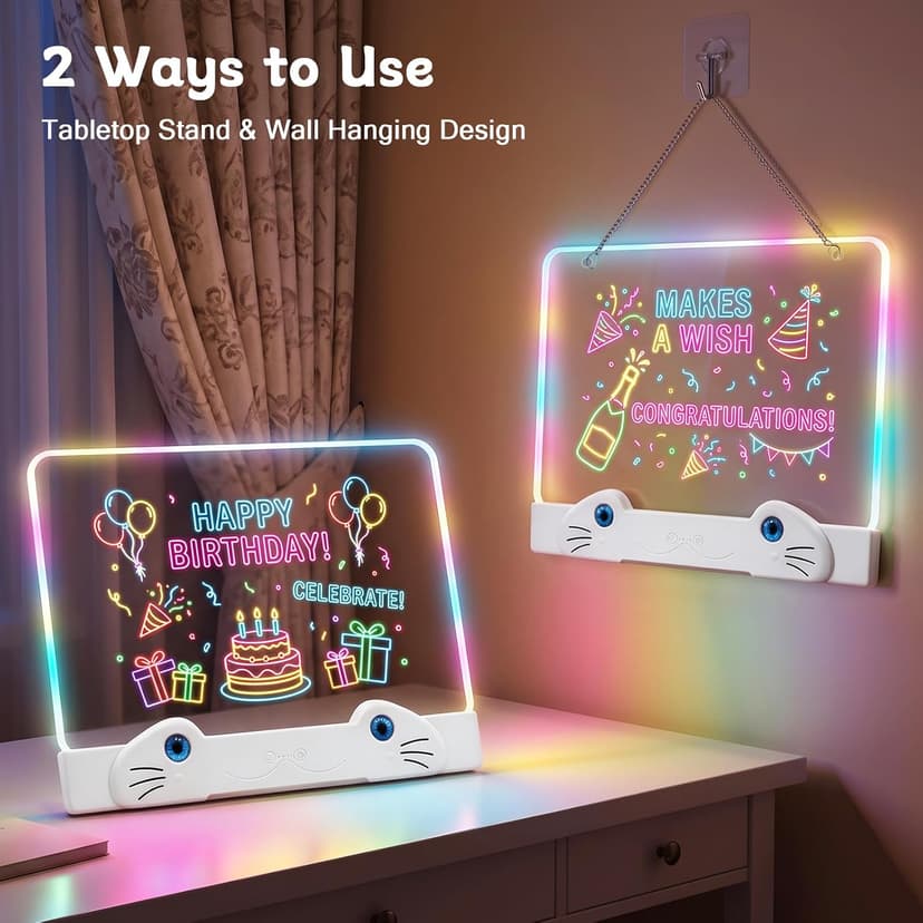 LED Drawing Board for Kids, 16" Rechargeable Glow Doodle Drawing Tablet with 13 Light Effects, Light Up Dry Erase Note Board, Birthday Gifts for Girls Boys Age 3-8, 7 Markers & Tracing Book B0H74R5T13