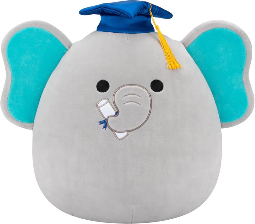 Squishmallows Original 12in Lemus the Grey Elephant with Graduation Cap – Official Jazwares Plush (Medium-Sized) B0D4F6HJ31