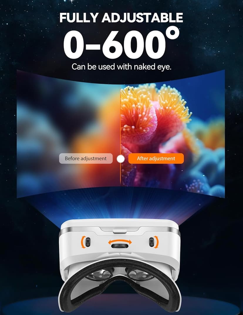 TECKNET VR Headset for Phone, Virtual Reality Headsets with HD 110°FOV Anti-Blue Light Lenses & Adjustable Gears, 3D VR Headset for Kids Compatible iPhone Samsung Android 4.7-7.2"