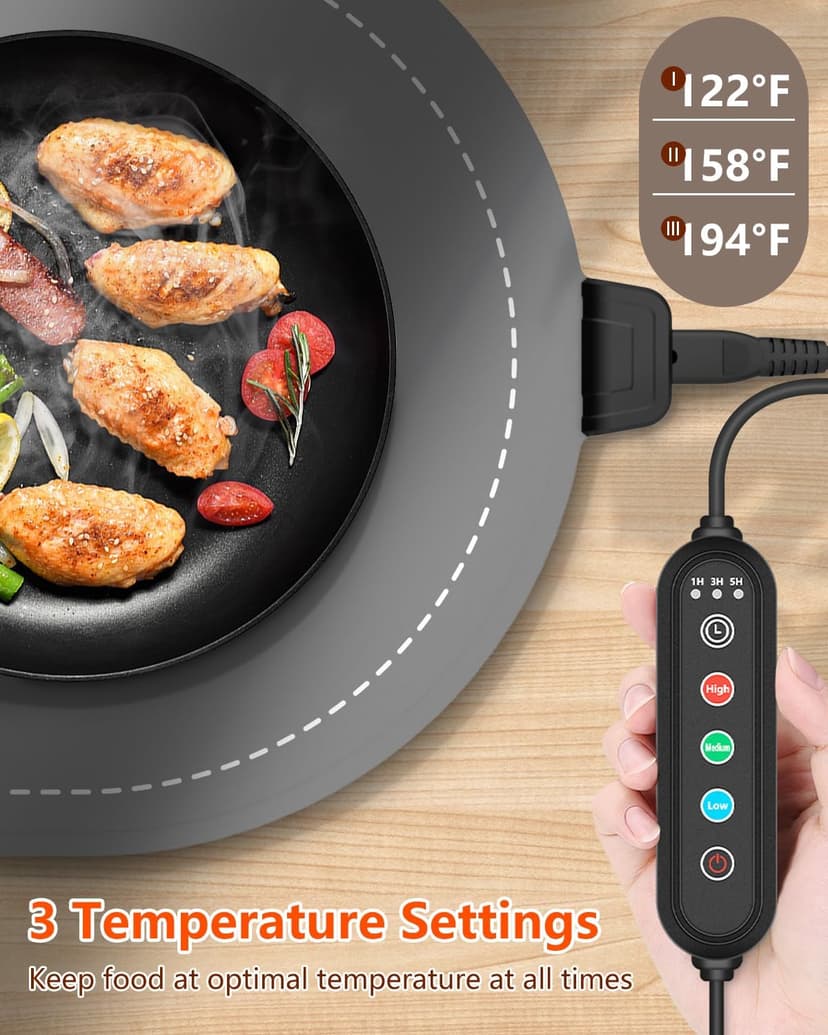 seenlast Warming Mat for Food with Adjustable Temperature Timer,10S Fast Heating Silicone Food Warmers for Parties Buffet and Home Daily,Food Warming Mat with Insulating Pad Raised Feet Protects Table B0FDWZ3ZLC