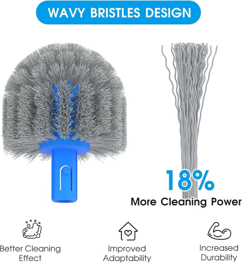 20'' 2 in 1 Pool Brush Head Cobweb Duster Heavy Duty Pool Cleaning Detachable Round Brush with EZ Clip & Wavy Nylon Bristles for Inground Pool & Above-Ground Pool (Without Pole)