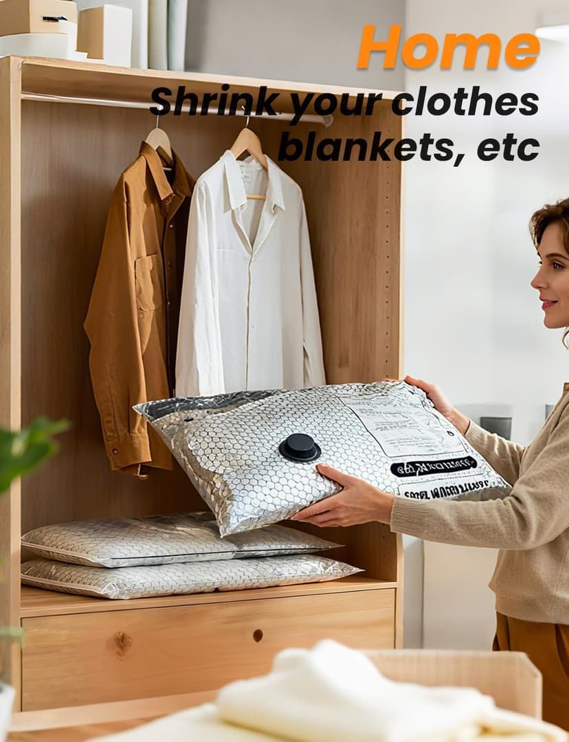 8+2 Pack Travel Vacuum Bags with Pump - Vacuum Seal Bags for Clothing Travel, Transparent & Heavy-Duty TPU Compression Bags for Luggage, Suitcase | Reusable Space Saver Storage Kit, Gray