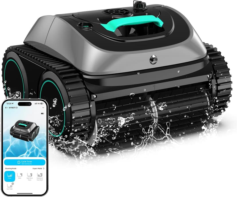 (2025 Upgrade) WYBOT C1 Pool Robot Vacuum for Inground Pools, 4-in-1 Cordless Robotic Pool Cleaner Lasts 150min, Triple-Motor up to 1,614 Sq.ft, Smart APP Support, Auto Wall & Waterline Cleaning