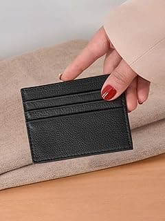 Generic Genuine Leather Minimalist Wallet, Slim Credit Card Holder Front Pocket Wallets for Men & Women(Black)