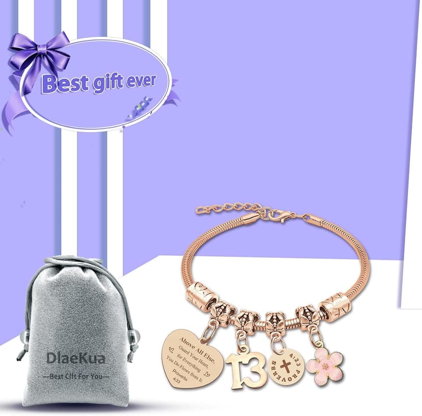 DlaeKua 15th 13th 16th Birthday Gifts for Girl Stainless Steel Bracelet for Women Daughter Granddaughter Niece Sisters 15th Birthday Gift Bracelets Inspirational Gifts Bible Verse 15 13 16 Years Old