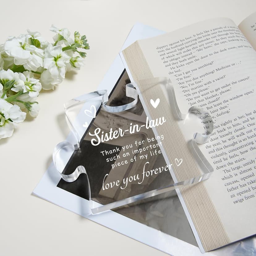 Sister in Law Gifts, Best Gifts for Sister in Law - 4.9 x 3.7 inch Engraved Acrylic Block, Christmas Mothers Day Wedding Gifts for Sister in Law, Sister in Law Birthday Gifts Ideas