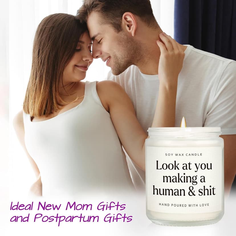 Postpartum Gift for Mom After Birth, First Time Moms Mothers Day Gift, Soy Wax Candle, 7 Oz Funny New Mom Gifts, Handmade Scented Lavender Candle for New Mom B0DW3PP13S