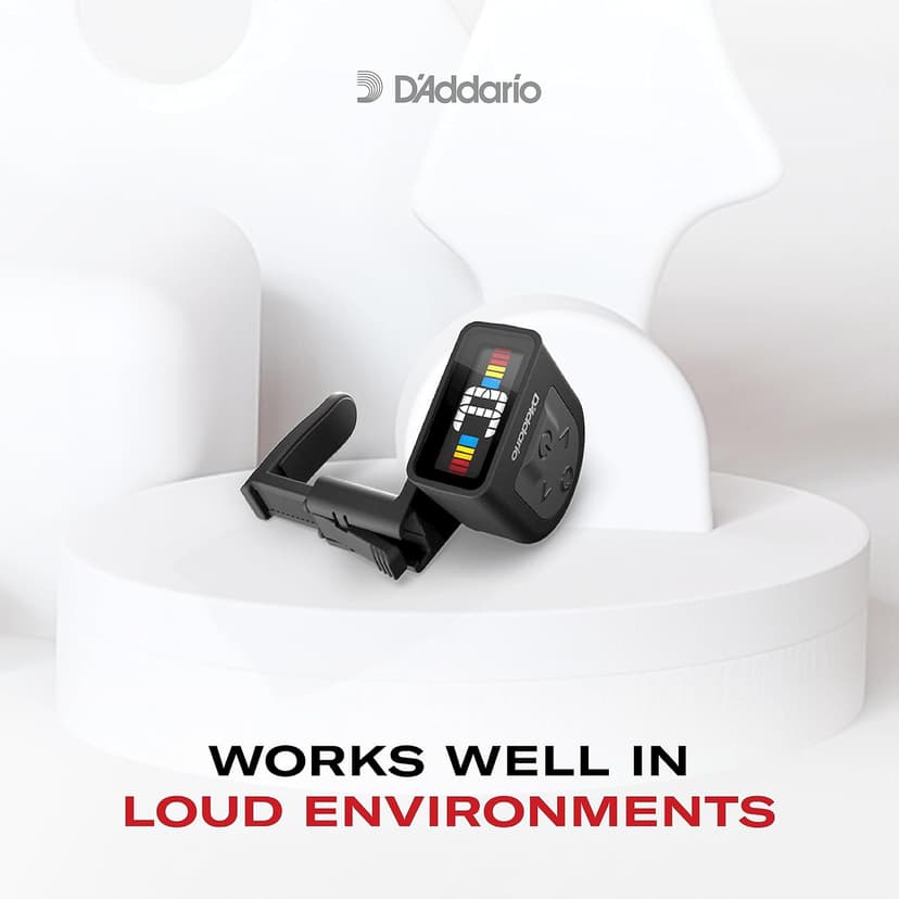 D'Addario Guitar Tuner - Micro Headstock Rechargeable Tuner - Tuner for Acoustic Guitar, Electric Guitar, Bass Guitar - Universal Clip On - 1pk