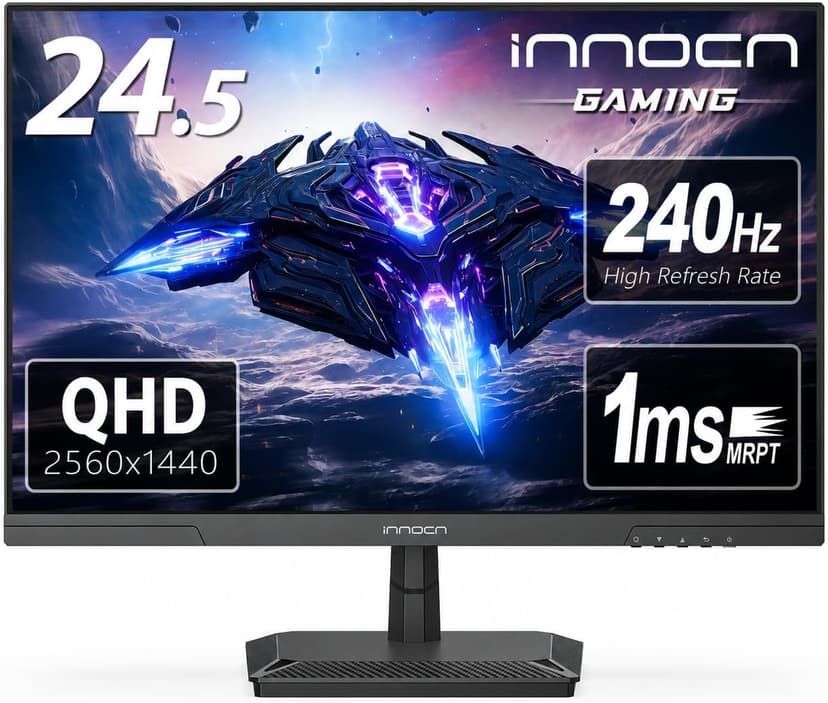 INNOCN 24.5" Monitor 1440P 240Hz QHD 2K PC Desktop Gaming Screen Fast IPS HDMI 2.1 Display, DisplayPort, Built-in Speaker, 25G2S
