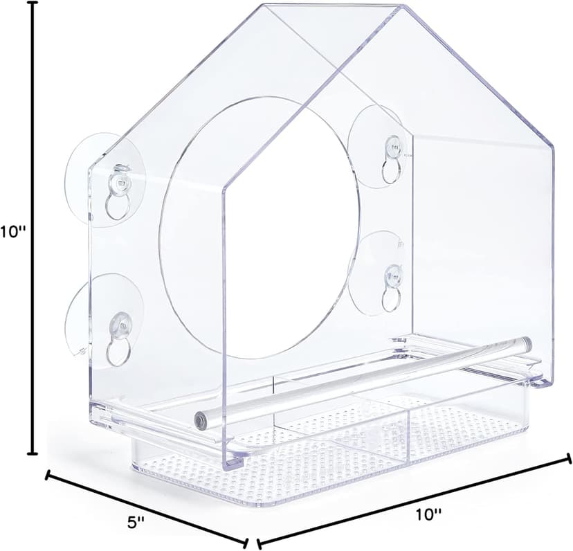Nature Anywhere Window Bird Feeder - Transparent Acrylic Bird Feeders for Outdoors - Enhanced Suction Grip, Bird Watching for Cats, Easy-to-Clean, Outdoor Birdhouse Feeder (1 Unit)