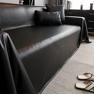 vctops Waterproof Faux PU Leather Sofa Covers for Sectional Sofa Vintage Couch Cover for Dogs Loveseat Covers Futon Cover L Shaped Cover Wipeable Couch Protector (Black,71"x51")