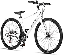 AVASTA Jupiter 700C Road Adult Step-Over Hybrid Cycling Bike Bicycle, Aluminum Frame, 21-Speed, Dual Disc Brakes, Multpile Colors for Men Woman Male Female