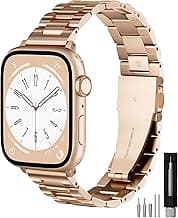 Metal Band Compatible with Apple Watch Band 42mm(Series 11 10) 41mm(Series 9 8 7) 40mm(Series 6 5 4 SE3/2/1) 38mm(Series 3 2 1), Dressy Stainless Steel iWatch Strap for Women