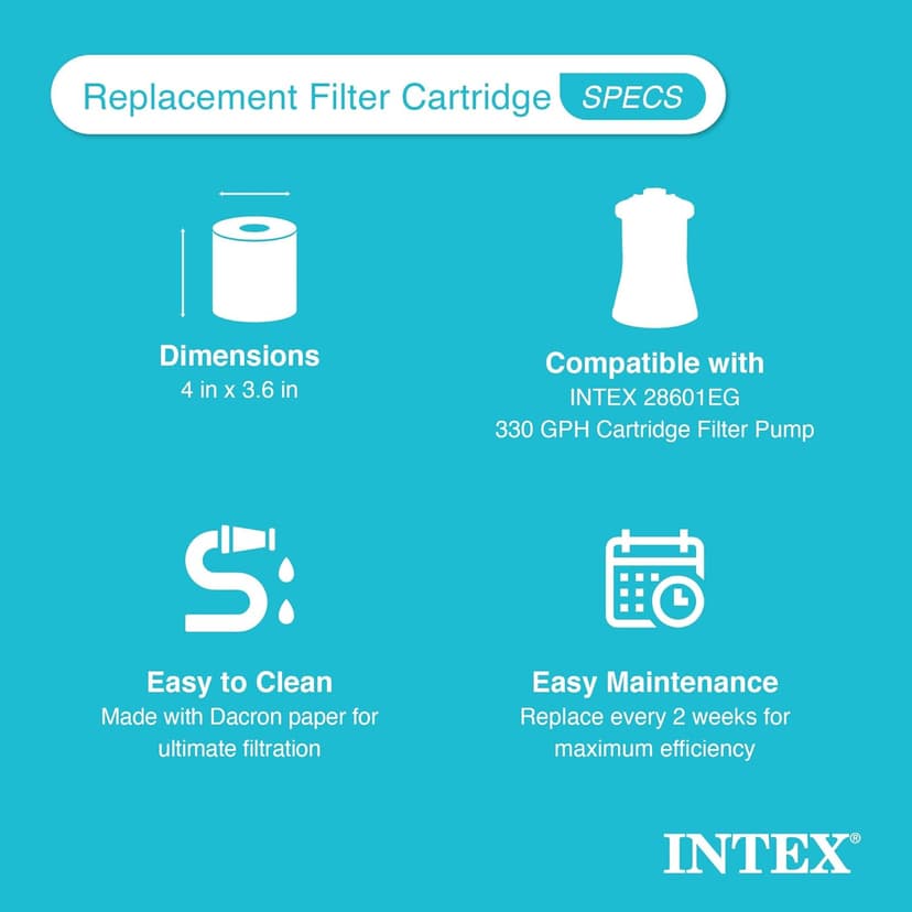 Intex Swimming Pool Easy Set Filter Cartridge Replacement - Type H (4 Pack)