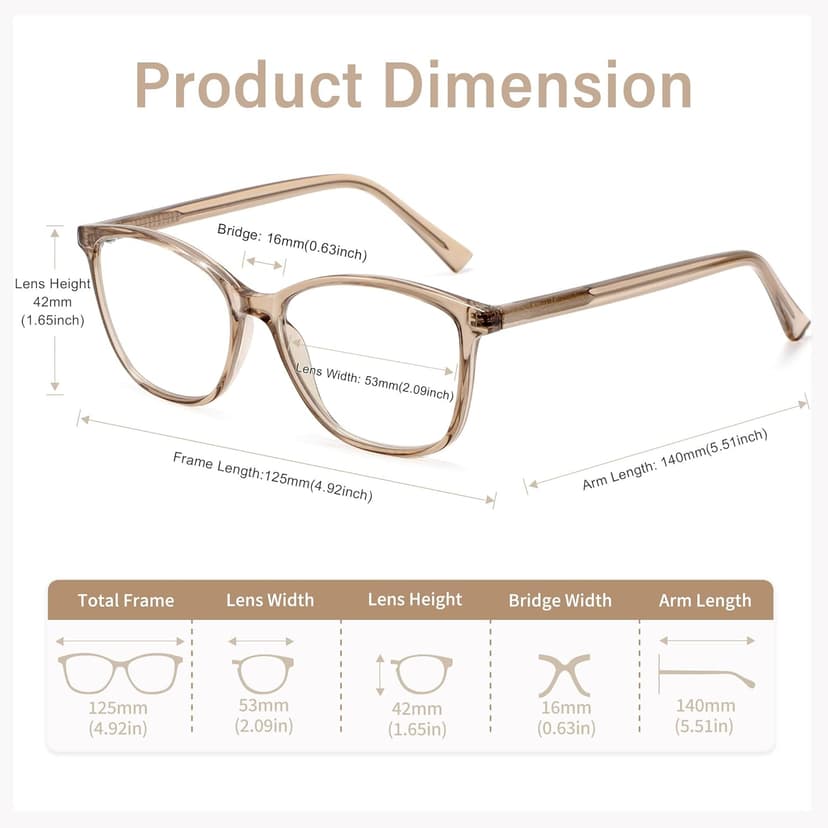 Madison Avenue Blue Light Blocking Glasses Anti Eyestrain UV Glare Blue Light Glasses for Women with Case, TV Phone Computer Gaming Eyeglasses (Coffee Brown)