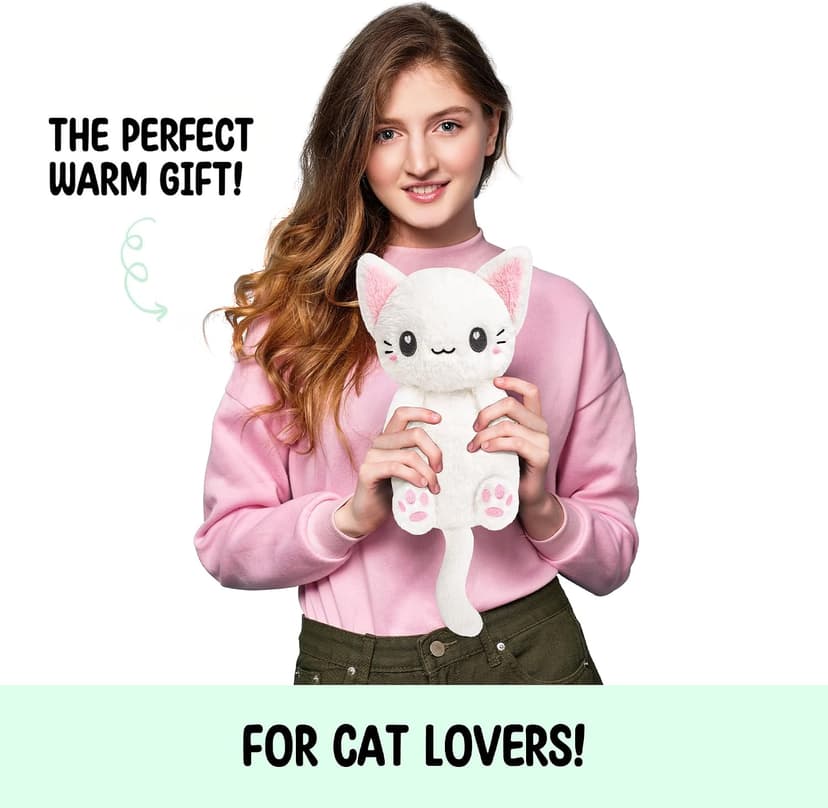 White Cat Microwavable 1.5 lbs Unscented Heating Pad for Women and Kids- Cute Soft Cozy Pillow Plush Heatable Warm Stuffed Animals - Kawaii Hot and Cold Plushie - White Cat Gifts for Girls and Women B0D78TJN7Z