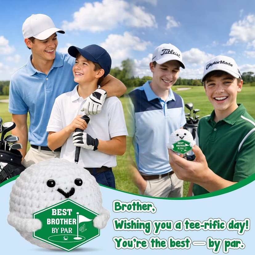 Funny Crochet Golf Ball Gifts for Big Little Bro from Sister Brother Stocking Stuffers Fathers Day, Best Brother by Par Gifts for Brother Christmas from Sister - Birthday Brother Gifts B0GRTVK4D3