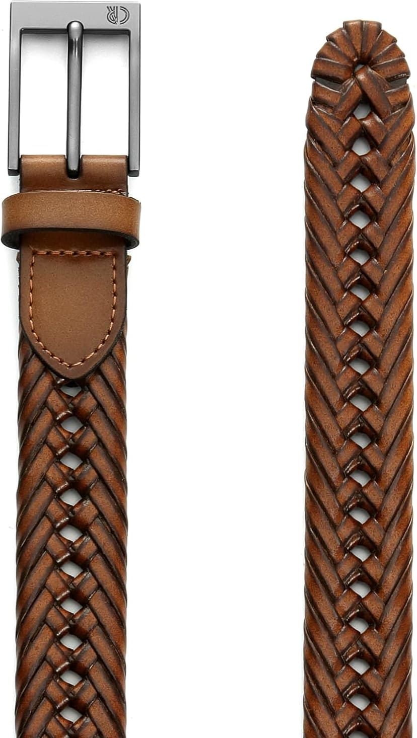 CHAOREN Leather Braided Belts for Men - 1 1/8" Mens Casual Woven Leather Belt for Dress Pant