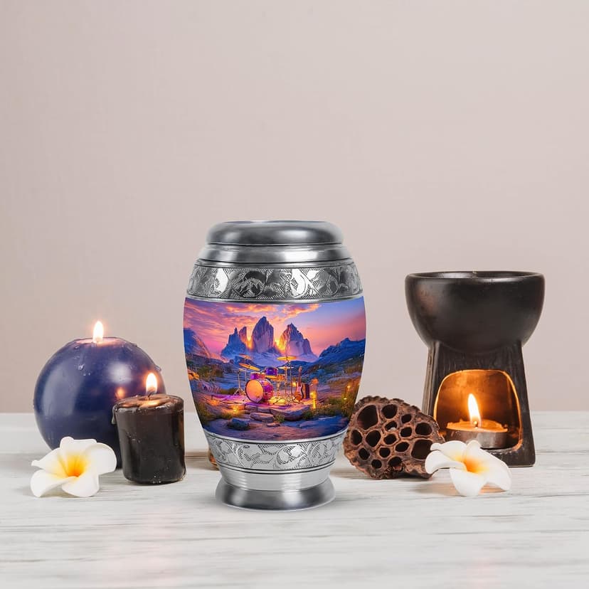 Drums Memorial Keepsake Cremation Urns for Human Ashes, Blue Burial Small Urn for Adult Male & Female Ashes, Burial Ash Holder for Mom, Remembrance Gift for Loss of Mom & Dad (3 Inch) B0FJYF53PZ