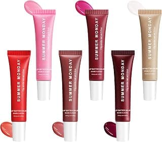 Lip Balm with Non-Sticky Shine, Ultra-Hydration, Lightweight, Long-lasting Soothing Lip Care 6 PCS Summer Lip Butter Balm, Lip Gloss for Instant Moisture B0GR8XC9ZM