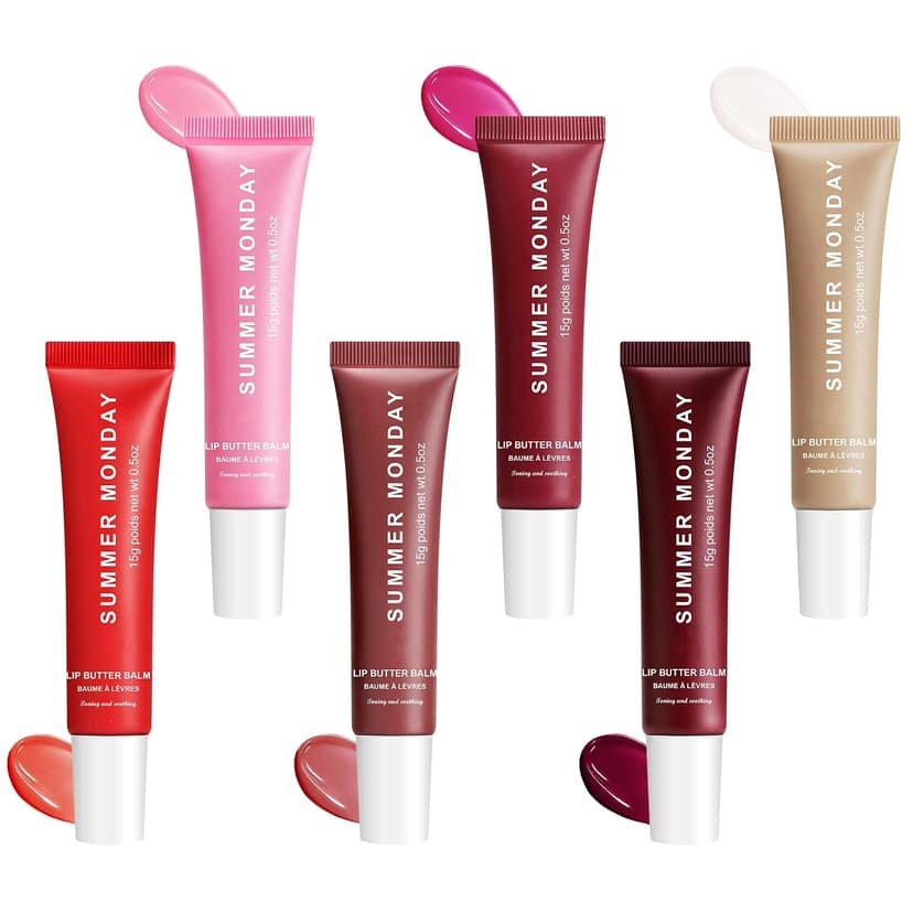 Lip Balm with Non-Sticky Shine, Ultra-Hydration, Lightweight, Long-lasting Soothing Lip Care 6 PCS Summer Lip Butter Balm, Lip Gloss for Instant Moisture B0GR8XC9ZM