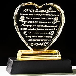 YWHL Gifts for Grandma from Granddaughter Grandson Great Grandma Birthday Gifts Crystal Keepsake with Colorful Light Base Best Gift Ideas for Grandmother on Christmas Mother's Day Valentines