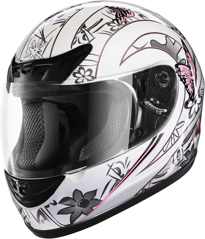TCMT Full Face Motorcycle Helmet for Adults Men Women, Lightweight Polycarbonate Street Bike Dirt Bike Helmet with Anti-Scratch Mirror Shield and Removable Liner, DOT Approved