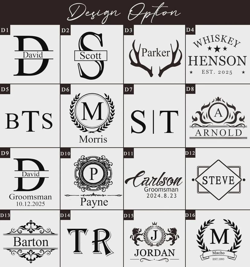 Personalized Monogram Whiskey Set, Wooden Whiskey Set Gifts - Engraved Drinking Glass, Bourbon Gifts Box for Dad, Scotch Set Gift for Groomsman