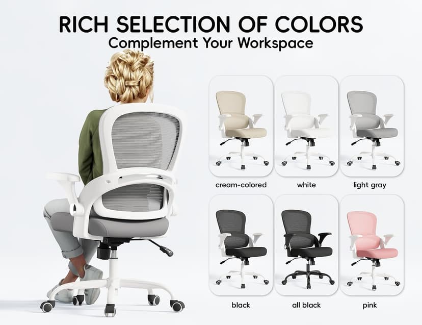 TRALT Ergonomic Office Chair - Comfy Desk Chair with Back Support, Home Office Desk Chairs, Computer Chair, 330lbs Wide Seat Big and Tall Office Chair for Executives (Grey)