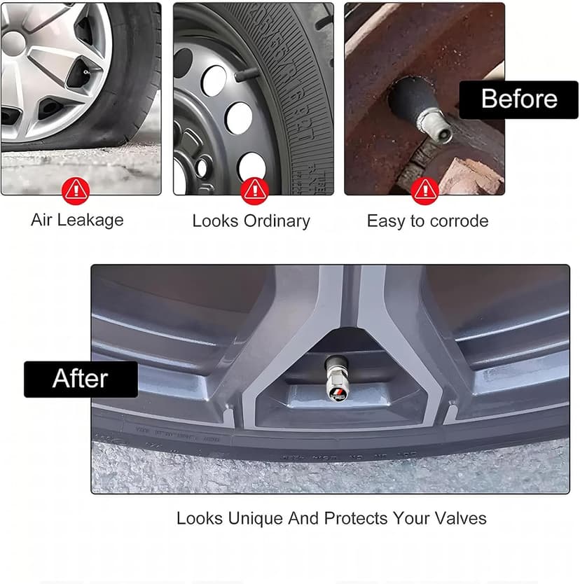 Tire Valve Stem Cap Cover Compatible for Toyota TRD Tundra 4Runner Trucks Series Belt O-Ring Seal tire Valve caps Silver 4 Pcs