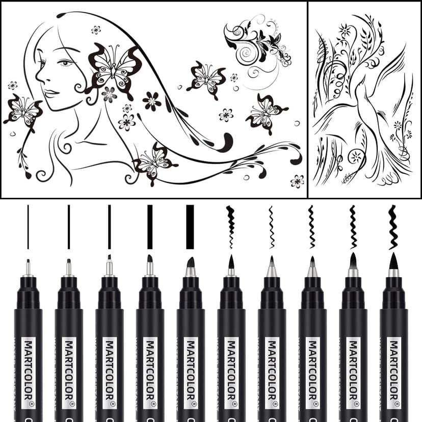 MARTCOLOR Calligraphy Pens, 10 Size Calligraphy Pens for Writing, Brush Pen Calligraphy Set for Beginners, Calligraphy Brush Pens, Hand Lettering Pen for Art Drawing, Sketching, Scrapbooking