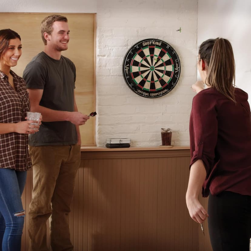 Viper by GLD Products Shot King Regulation Bristle Steel Tip Dartboard Set with Bullseye Metal Radial Spider Wire Compressed Sisal Board with Rotating Number Ring Includes 6 Darts Black