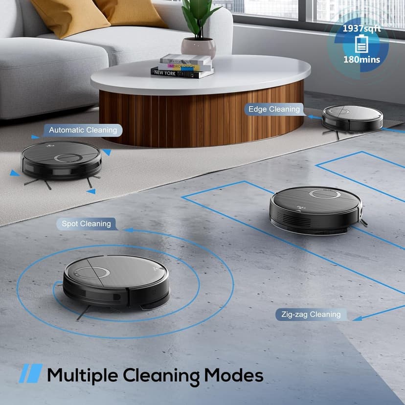 Robot Vacuum and Mop Combo, 2 in 1 Mopping Robotic Vacuum Cleaner with Schedule, Wi-Fi/App/Remote, Strong Suction, Self-Charging, Slim, Ideal for Hard Floor, Pet Hair, Low-Pile Carpet