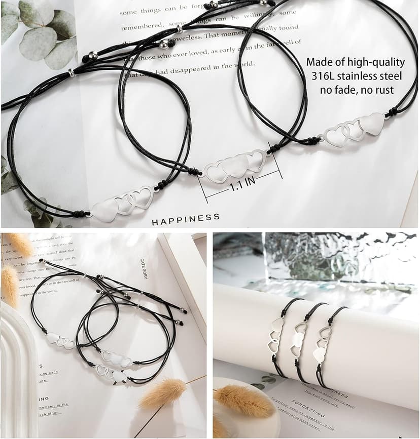 Tarsus 2/3/4/5/6 Pcs Best Friend Bracelets Bff Matching Heart Bracelet Best Friend Friendship Gifts for Women Friends Girls Teen