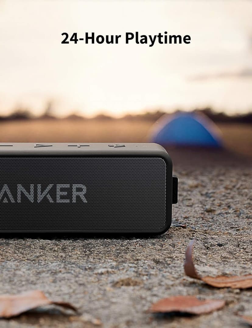 Anker Soundcore 2 Portable Bluetooth Speaker with Stereo Sound, Bluetooth 5, Bassup, IPX7 Waterproof, 24-Hour Playtime, Wireless, Speaker for Home, Outdoors, Travel