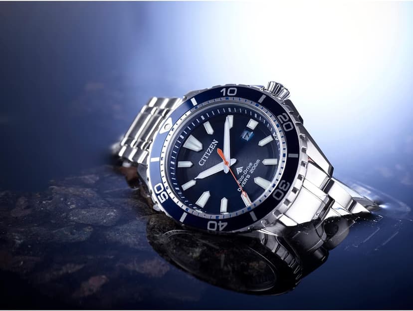 Citizen Citizen Men's Promaster Sea Eco-Drive Stainless Steel Watch, 3-Hand Date, One-Way Rotating Bezel, ISO Compliant, Luminous Hands and Markers