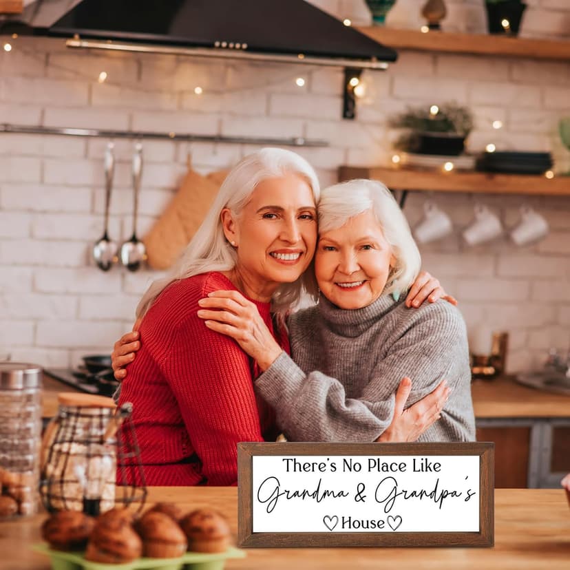 Yousoontic Grandparents Gift from Grandkids There's No Place Like Grandma & Grandpa's House Wooden Sign Farmhouse Home Decor for Father's Day Birthday Xmas Thanksgiving Gift (Dark Brown,11.8 Inch)